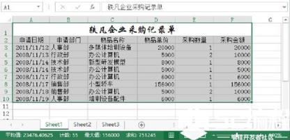 选择工作表中的数据区域