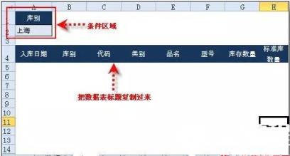 表2设置条件区域中