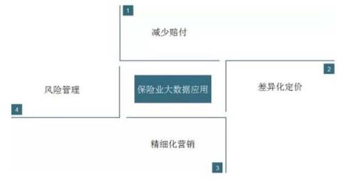 目前，国内保险行业的大数据应用主要集中在以下四个领域：