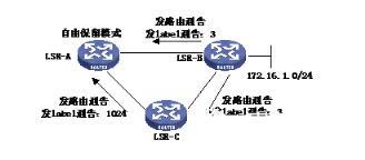 收到无效的Label通告后（没有对应的IP路由或路由通告与Label通告的下一跳不一致），虽然不生成LSP，但在标签绑定表里存储，并且LSR向上游通告其它FEC的Label绑定时也不占用这些标签，这种方式的优点是LSR应对网络拓扑变化的响应较快，缺点是浪费标签，所有不能生成LSP的Label通告都需要保留。