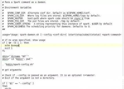 从源码中可以看到，在启动thriftserver时，调用了spark-daemon.sh文件，该文件源码如左图，加载spark_home下的conf中的文件